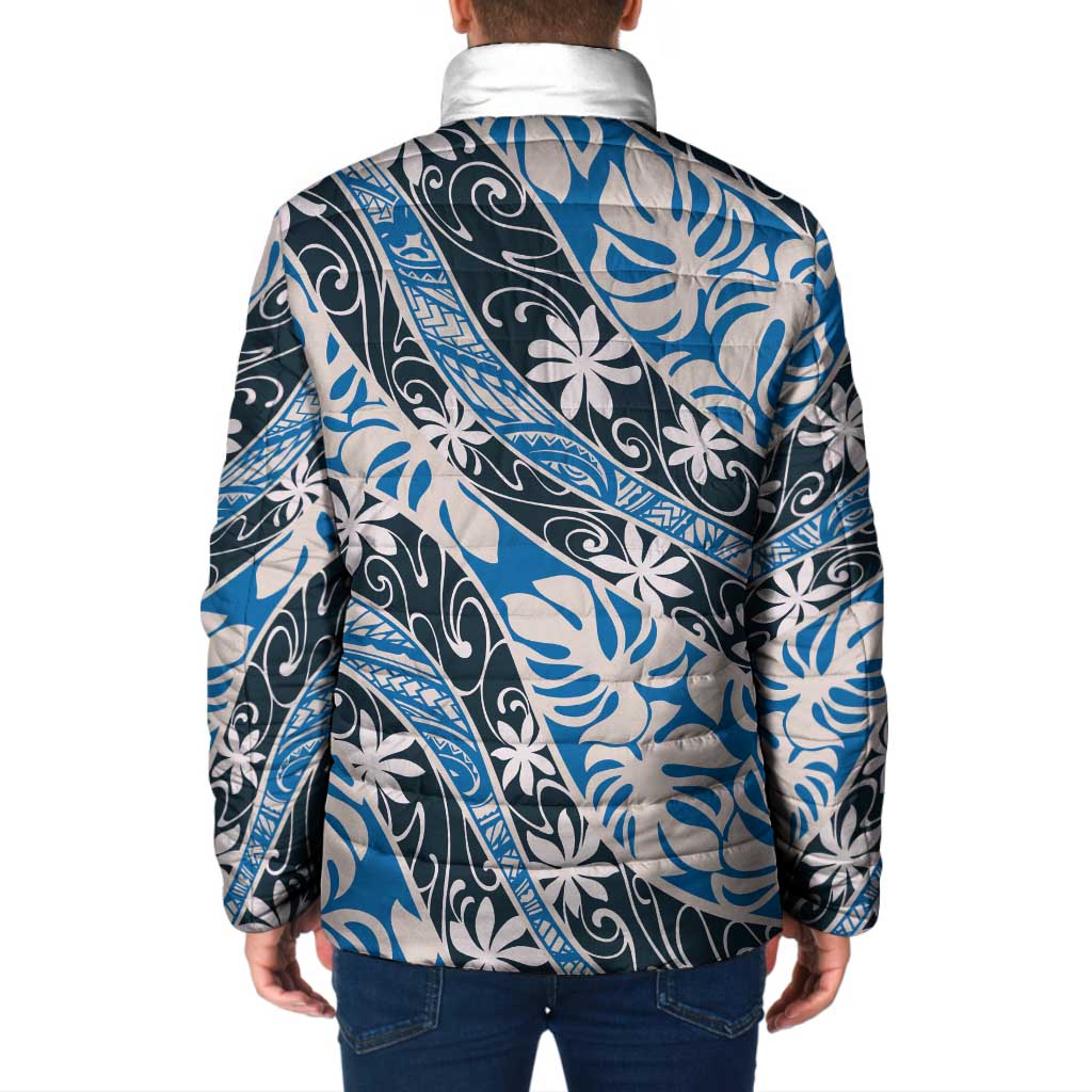 Ninamu Tahiti Tiare Monstera Padded Jacket Polynesian Pattern Curve Style - Polynesian Pride