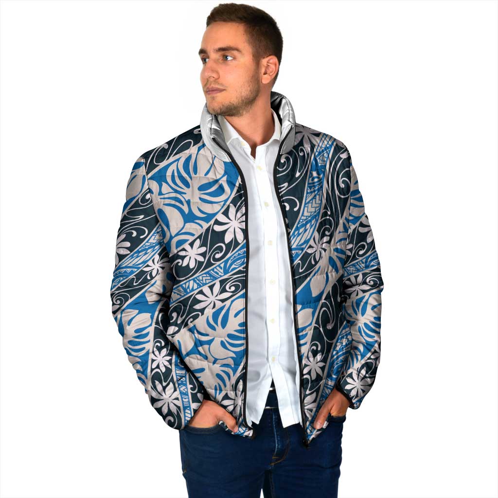 Ninamu Tahiti Tiare Monstera Padded Jacket Polynesian Pattern Curve Style - Polynesian Pride