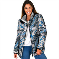 Ninamu Tahiti Tiare Monstera Padded Jacket Polynesian Pattern Curve Style - Polynesian Pride