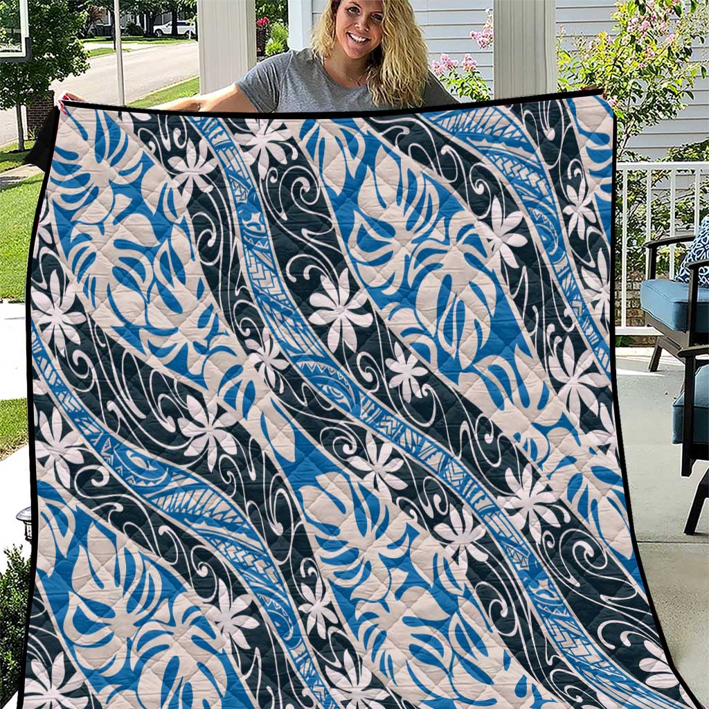 Ninamu Tahiti Tiare Monstera Quilt Polynesian Pattern Curve Style - Polynesian Pride