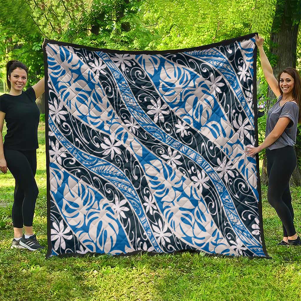 Ninamu Tahiti Tiare Monstera Quilt Polynesian Pattern Curve Style - Polynesian Pride