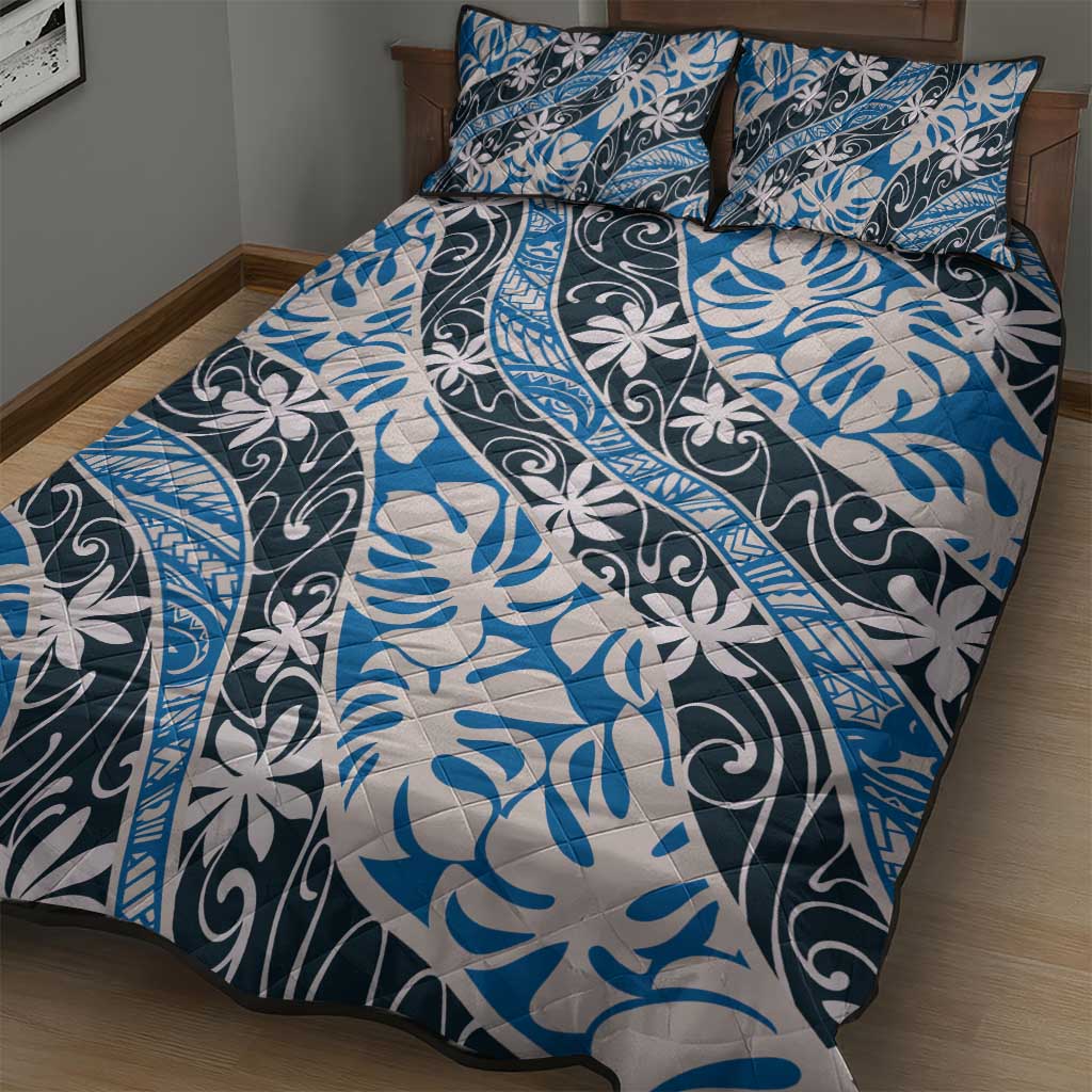 Ninamu Tahiti Tiare Monstera Quilt Bed Set Polynesian Pattern Curve Style - Polynesian Pride