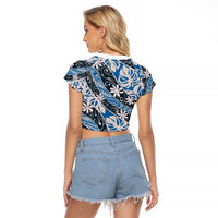 Ninamu Tahiti Tiare Monstera Raglan Cropped T Shirt Polynesian Pattern Curve Style - Polynesian Pride
