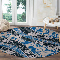 Ninamu Tahiti Tiare Monstera Round Carpet Polynesian Pattern Curve Style - Polynesian Pride