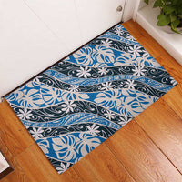 Ninamu Tahiti Tiare Monstera Rubber Doormat Polynesian Pattern Curve Style - Polynesian Pride