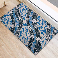 Ninamu Tahiti Tiare Monstera Rubber Doormat Polynesian Pattern Curve Style - Polynesian Pride