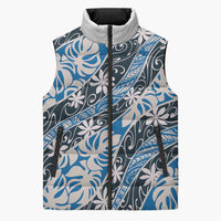 Ninamu Tahiti Tiare Monstera Sleeveless Puffer Jacket Polynesian Pattern Curve Style - Polynesian Pride