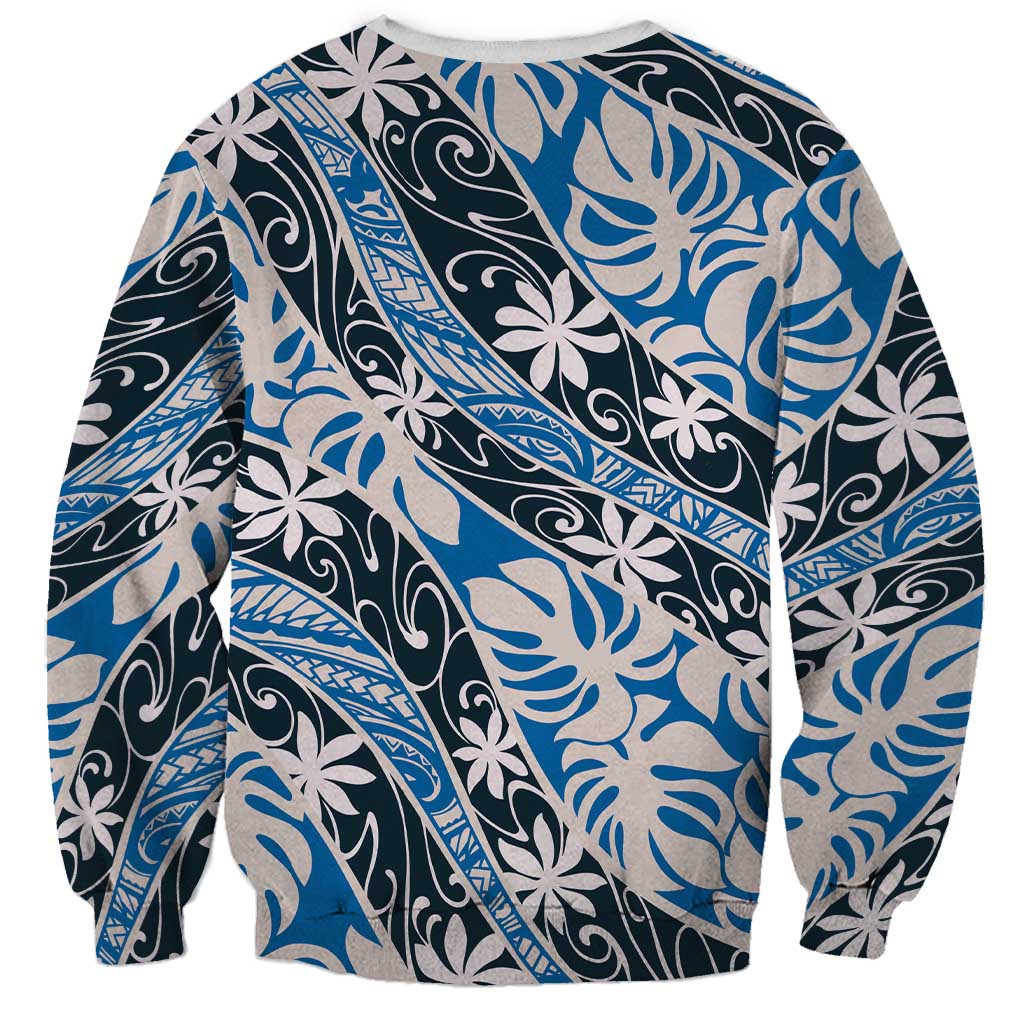 Ninamu Tahiti Tiare Monstera Sweatshirt Polynesian Pattern Curve Style - Polynesian Pride