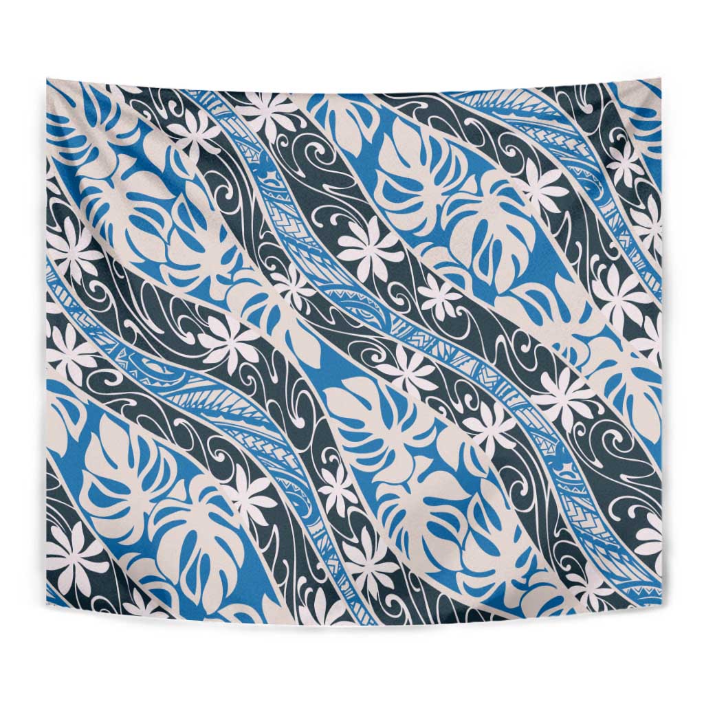 Ninamu Tahiti Tiare Monstera Tapestry Polynesian Pattern Curve Style - Polynesian Pride