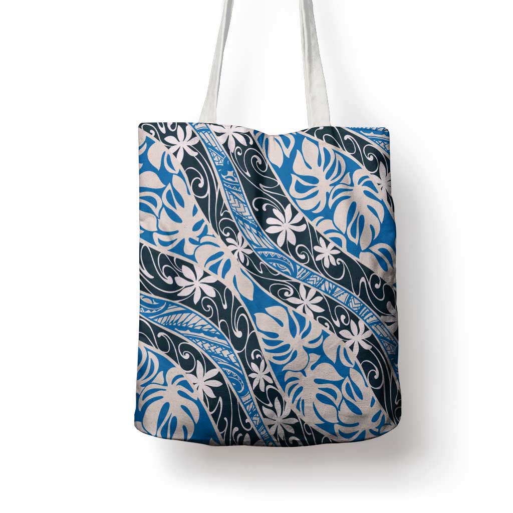 Ninamu Tahiti Tiare Monstera Tote Bag Polynesian Pattern Curve Style - Polynesian Pride