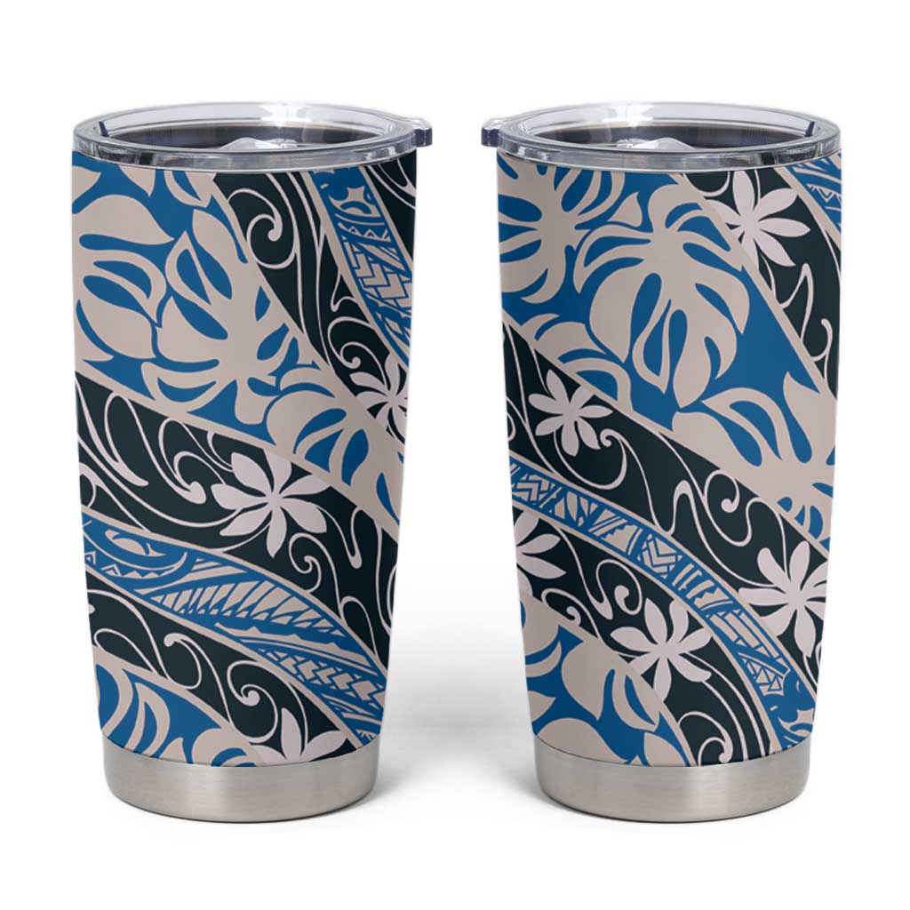 Ninamu Tahiti Tiare Monstera Tumbler Cup Polynesian Pattern Curve Style - Polynesian Pride