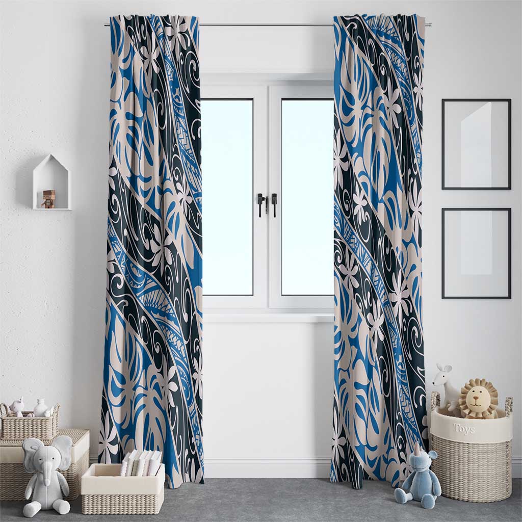 Ninamu Tahiti Tiare Monstera Window Curtain Polynesian Pattern Curve Style - Polynesian Pride