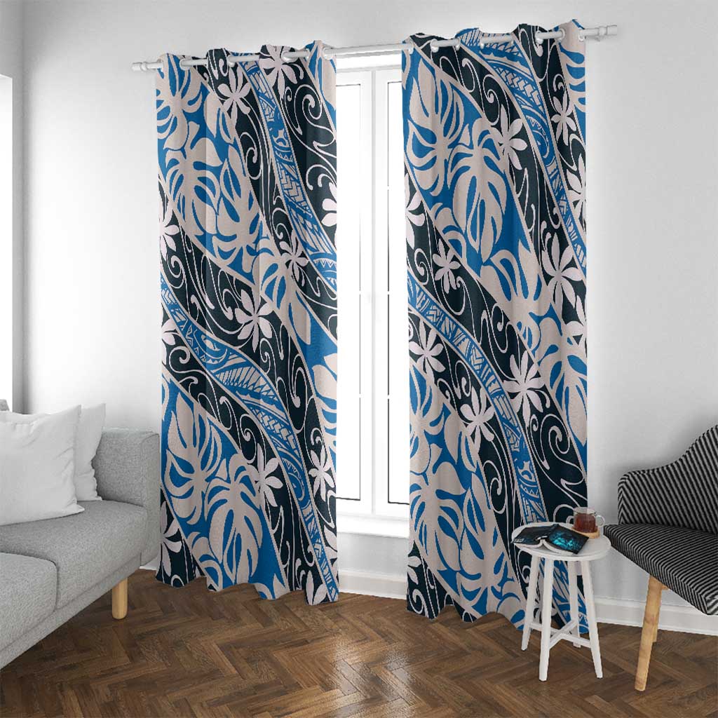 Ninamu Tahiti Tiare Monstera Window Curtain Polynesian Pattern Curve Style - Polynesian Pride