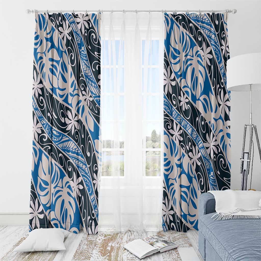 Ninamu Tahiti Tiare Monstera Window Curtain Polynesian Pattern Curve Style - Polynesian Pride