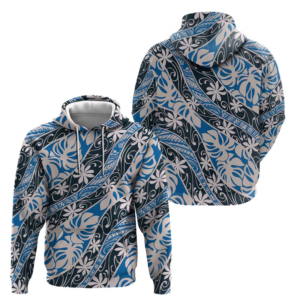 Ninamu Tahiti Tiare Monstera Zip Hoodie Polynesian Pattern Curve Style - Polynesian Pride