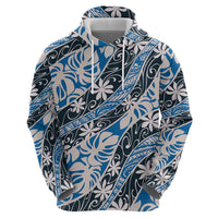 Ninamu Tahiti Tiare Monstera Zip Hoodie Polynesian Pattern Curve Style - Polynesian Pride