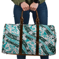 Cyan Tahiti Tiare Monstera Travel Bag Polynesian Pattern Curve Style - Polynesian Pride