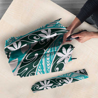 Cyan Tahiti Tiare Monstera Umbrella Polynesian Pattern Curve Style - Polynesian Pride