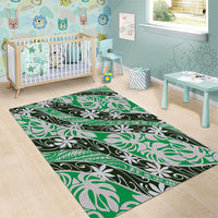 Matie Tahiti Tiare Monstera Area Rug Polynesian Pattern Curve Style - Polynesian Pride