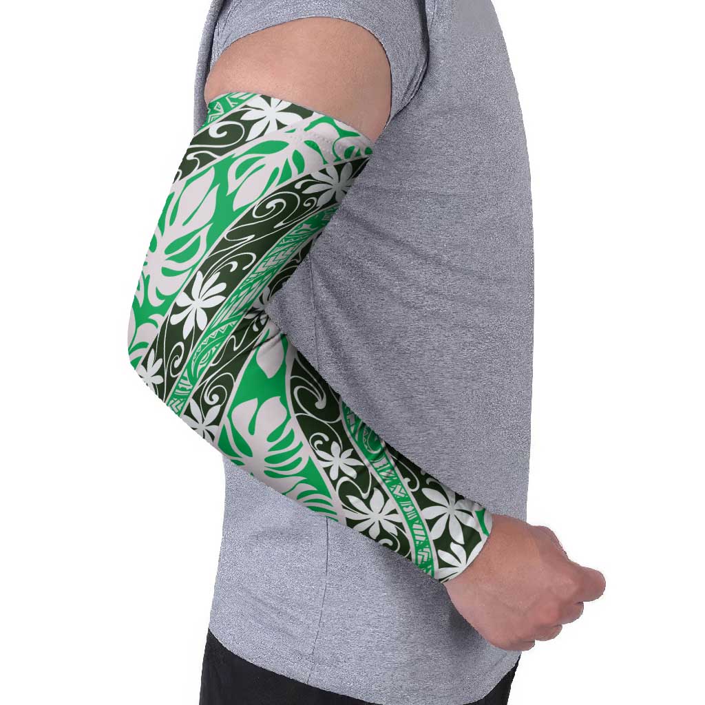 Matie Tahiti Tiare Monstera Arm Sleeves Polynesian Pattern Curve Style - Polynesian Pride