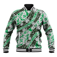 Matie Tahiti Tiare Monstera Baseball Jacket Polynesian Pattern Curve Style - Polynesian Pride