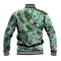Matie Tahiti Tiare Monstera Baseball Jacket Polynesian Pattern Curve Style - Polynesian Pride