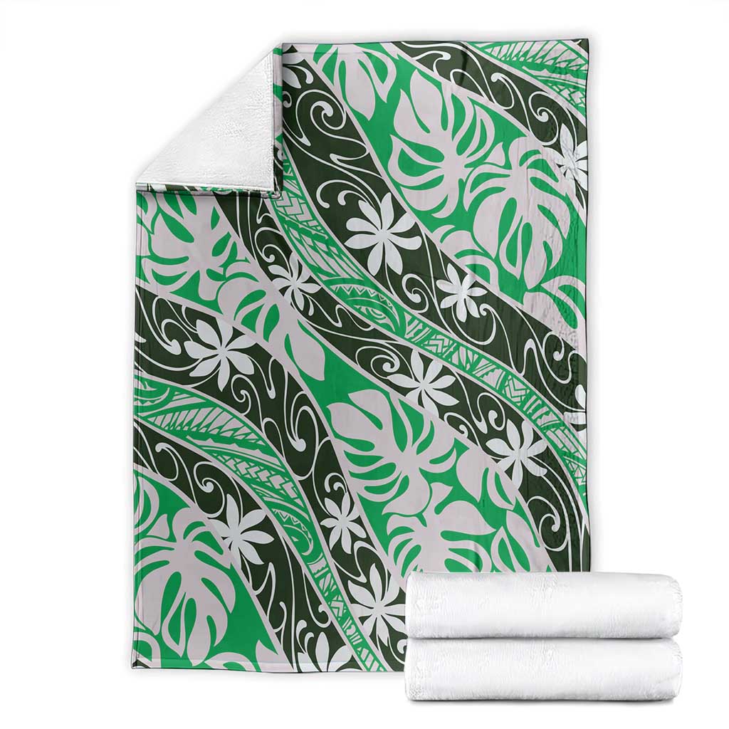 Matie Tahiti Tiare Monstera Blanket Polynesian Pattern Curve Style - Polynesian Pride