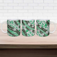 Matie Tahiti Tiare Monstera Ceramic Mug Polynesian Pattern Curve Style - Polynesian Pride