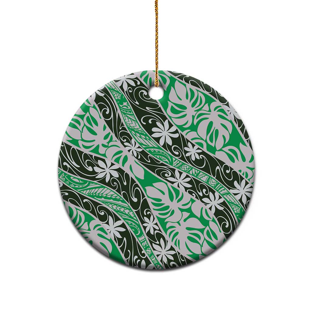 Matie Tahiti Tiare Monstera Ceramic Ornament Polynesian Pattern Curve Style - Polynesian Pride