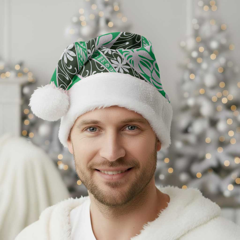 Matie Tahiti Tiare Monstera Christmas Santa Hat Polynesian Pattern Curve Style - Polynesian Pride