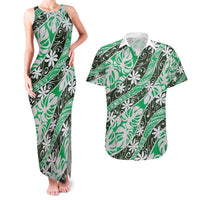 Matie Tahiti Tiare Monstera Couples Matching Tank Maxi Dress and Hawaiian Shirt Polynesian Pattern Curve Style - Polynesian Pride