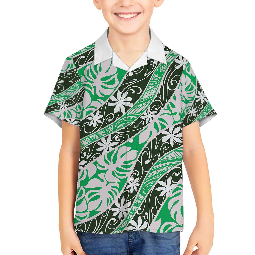 Matie Tahiti Tiare Monstera Family Matching Puletasi and Hawaiian Shirt Polynesian Pattern Curve Style - Polynesian Pride