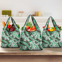 Matie Tahiti Tiare Monstera Grocery Bag Polynesian Pattern Curve Style - Polynesian Pride