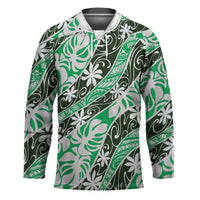 Matie Tahiti Tiare Monstera Hockey Jersey Polynesian Pattern Curve Style - Polynesian Pride