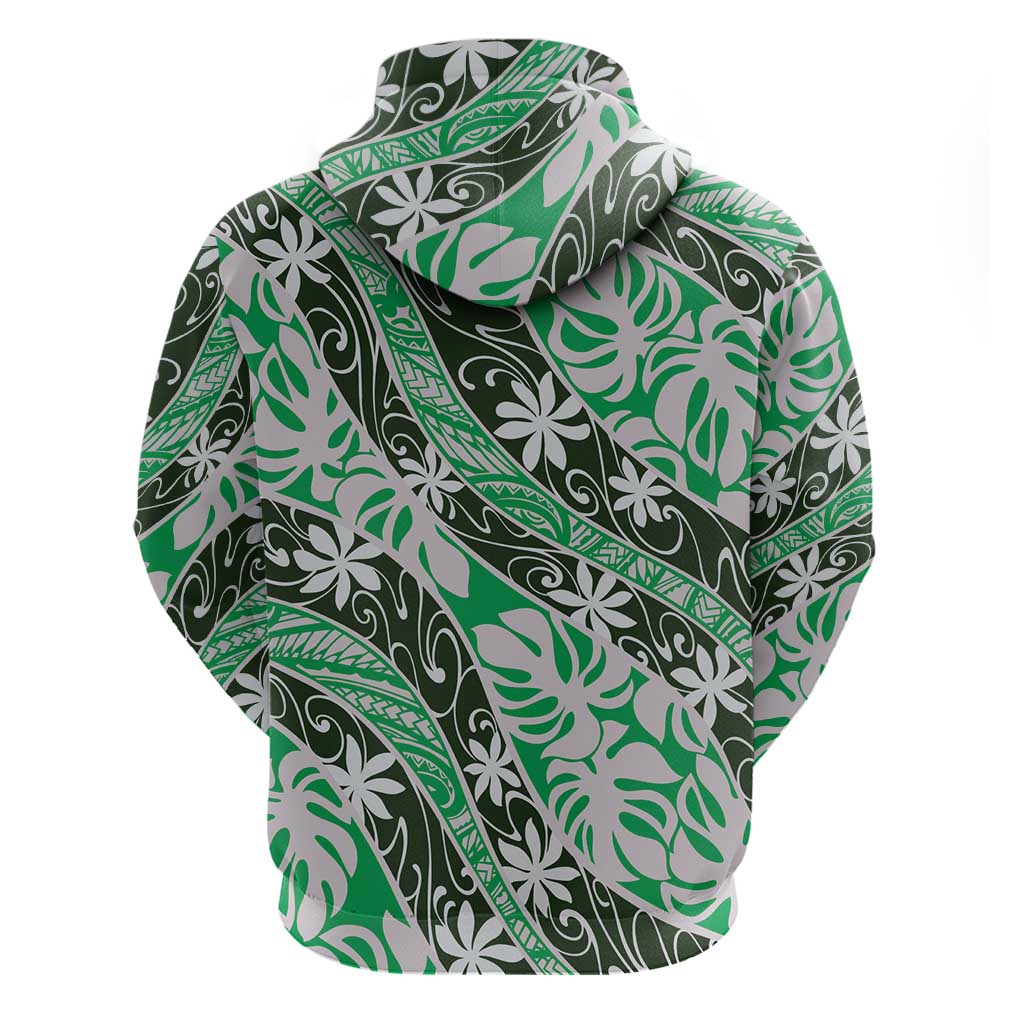 Matie Tahiti Tiare Monstera Hoodie Polynesian Pattern Curve Style - Polynesian Pride