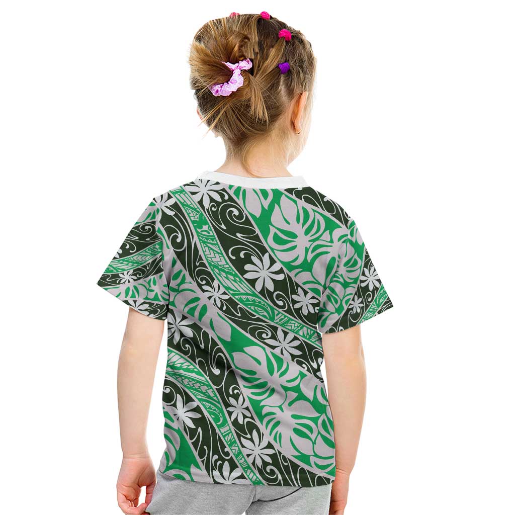 Matie Tahiti Tiare Monstera Kid T Shirt Polynesian Pattern Curve Style - Polynesian Pride