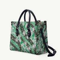 Matie Tahiti Tiare Monstera Leather Bag Polynesian Pattern Curve Style - Polynesian Pride