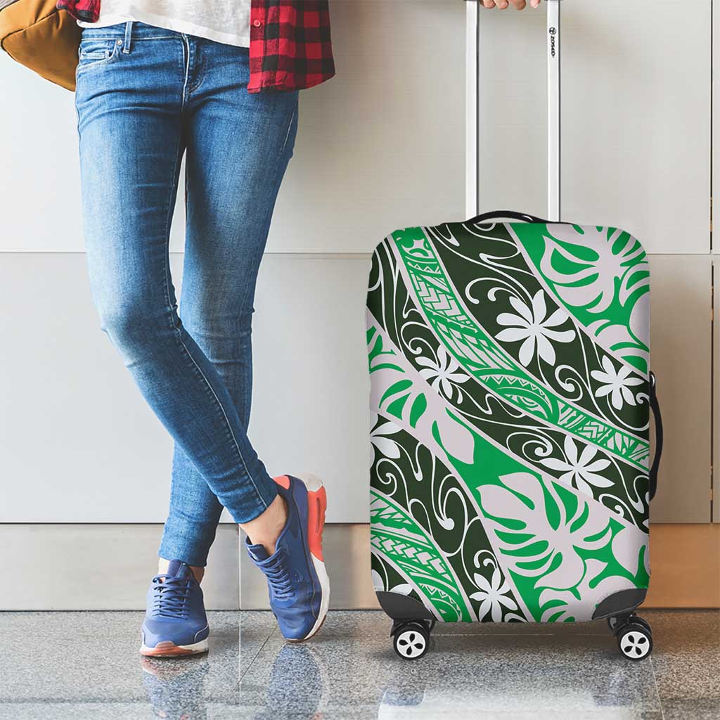 Matie Tahiti Tiare Monstera Luggage Cover Polynesian Pattern Curve Style - Polynesian Pride