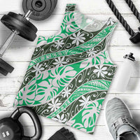 Matie Tahiti Tiare Monstera Men Tank Top Polynesian Pattern Curve Style - Polynesian Pride