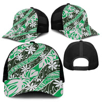 Matie Tahiti Tiare Monstera Mesh Trucker Cap Polynesian Pattern Curve Style - Polynesian Pride