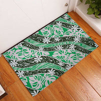 Matie Tahiti Tiare Monstera Rubber Doormat Polynesian Pattern Curve Style - Polynesian Pride