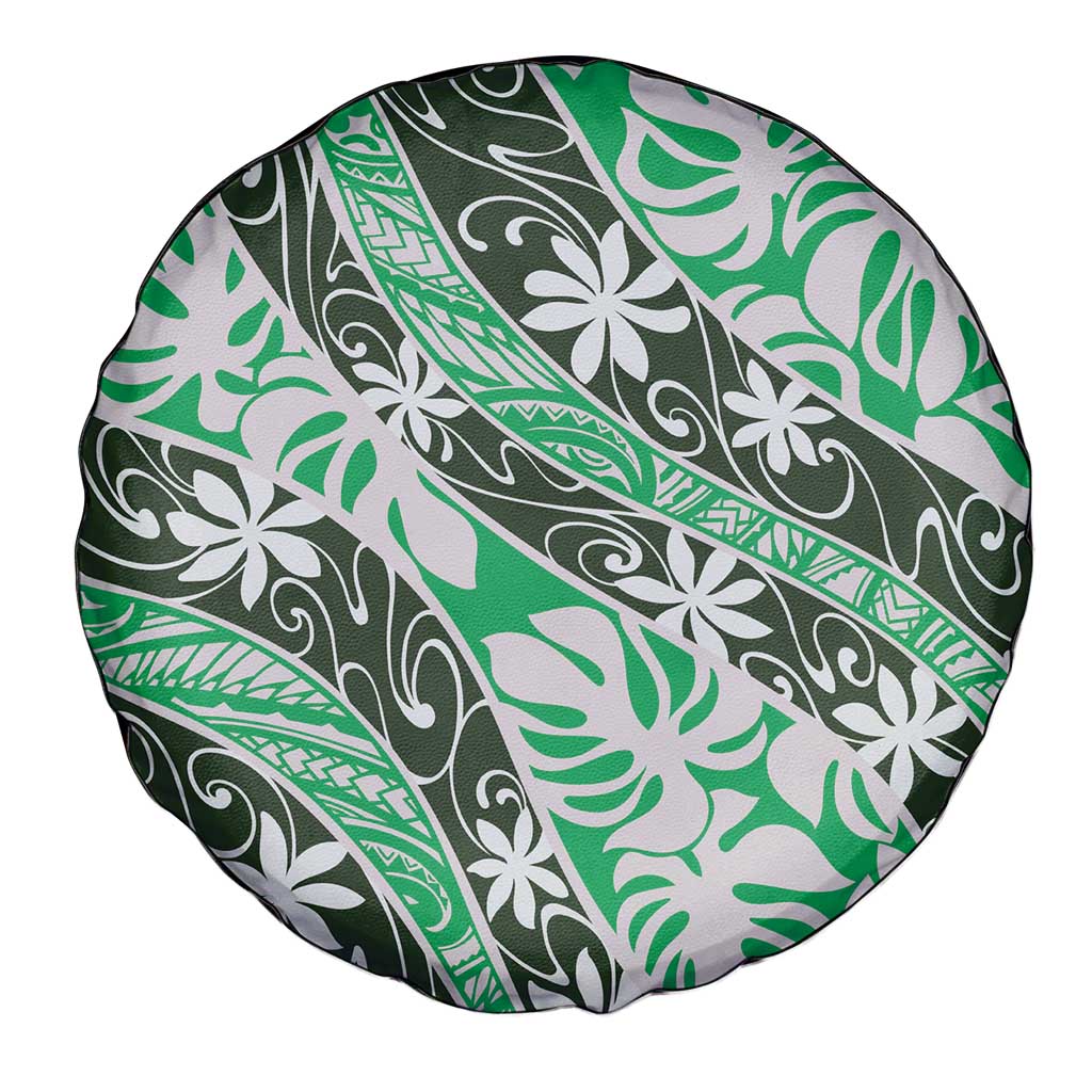 Matie Tahiti Tiare Monstera Spare Tire Cover Polynesian Pattern Curve Style - Polynesian Pride