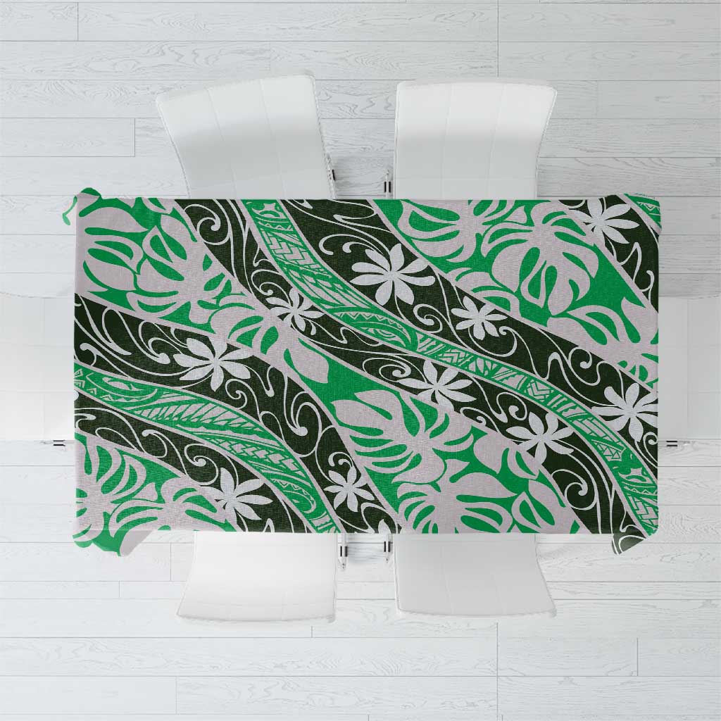 Matie Tahiti Tiare Monstera Tablecloth Polynesian Pattern Curve Style - Polynesian Pride