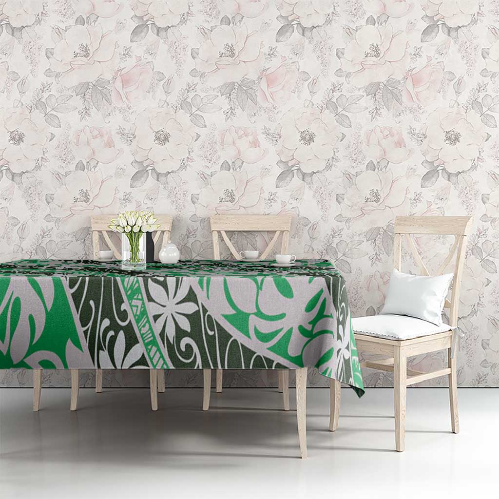 Matie Tahiti Tiare Monstera Tablecloth Polynesian Pattern Curve Style - Polynesian Pride