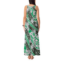 Matie Tahiti Tiare Monstera Tank Maxi Dress Polynesian Pattern Curve Style - Polynesian Pride
