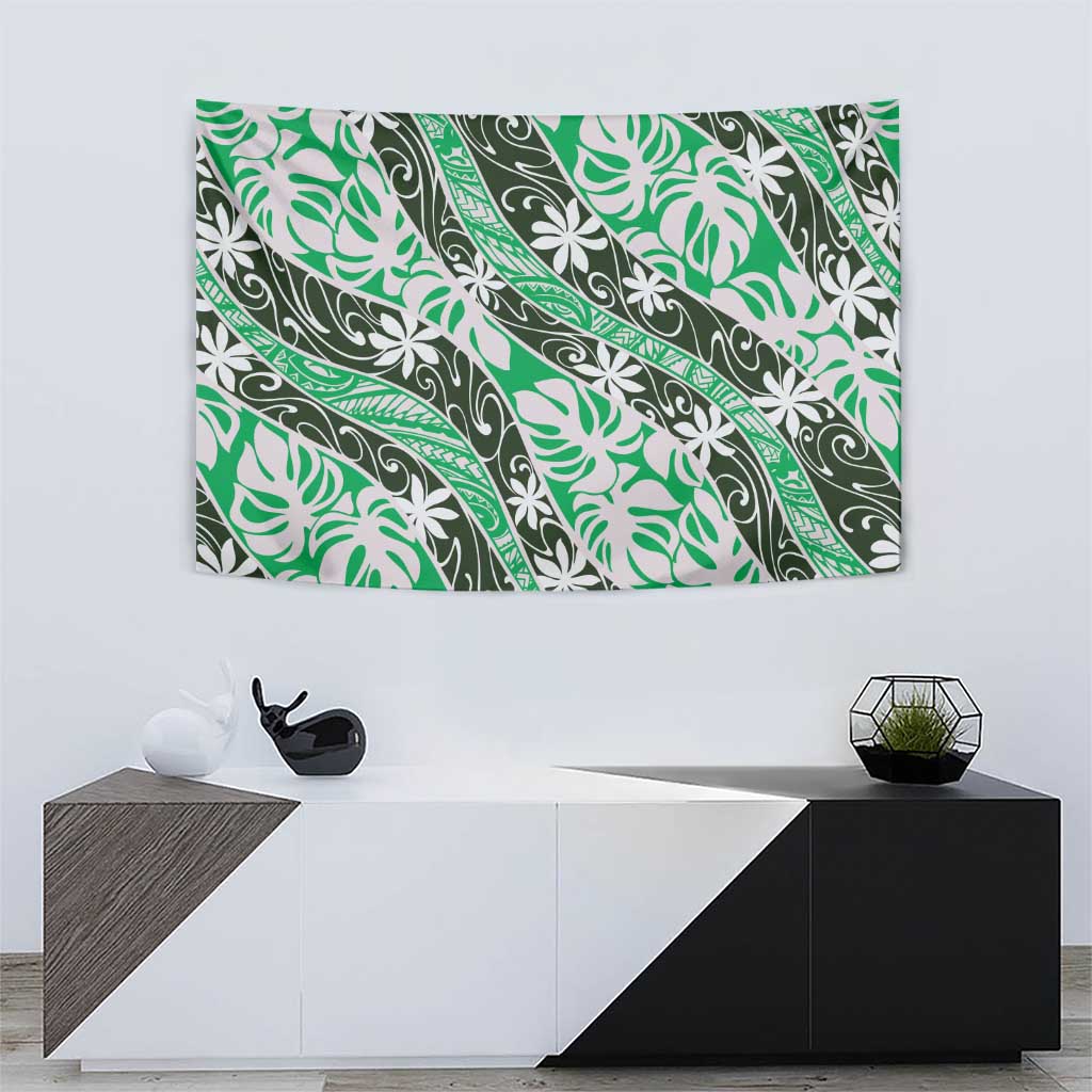 Matie Tahiti Tiare Monstera Tapestry Polynesian Pattern Curve Style - Polynesian Pride