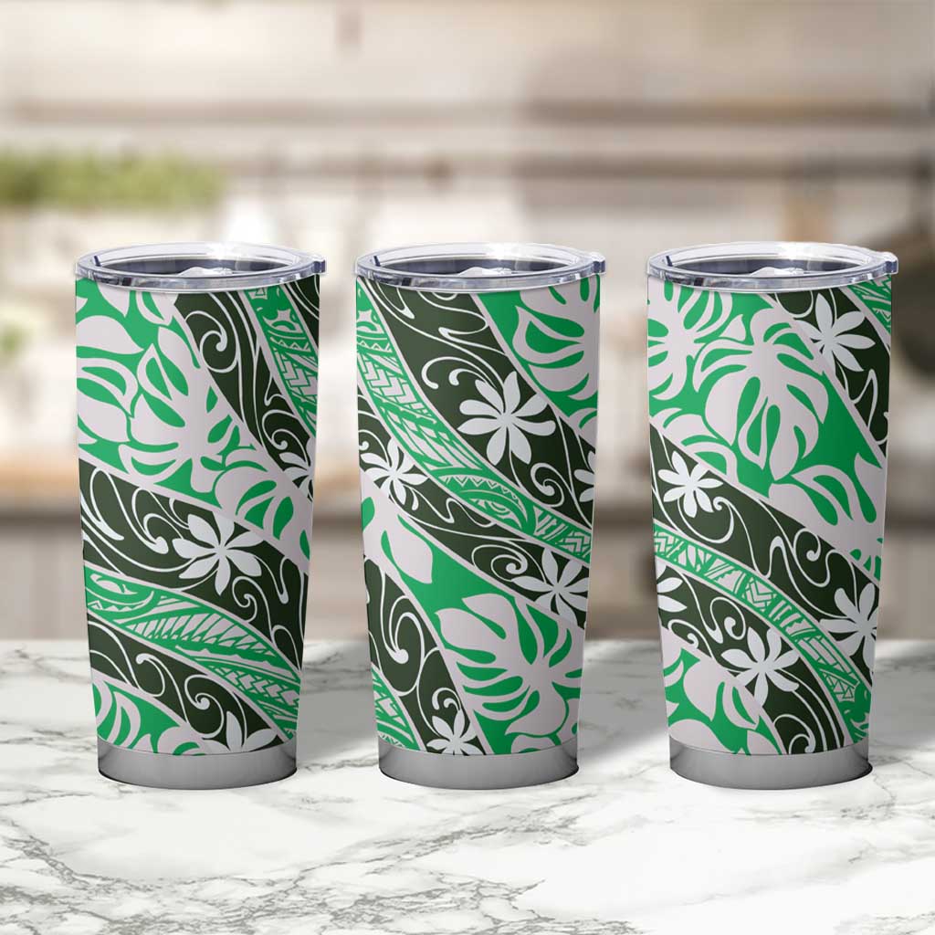Matie Tahiti Tiare Monstera Tumbler Cup Polynesian Pattern Curve Style - Polynesian Pride