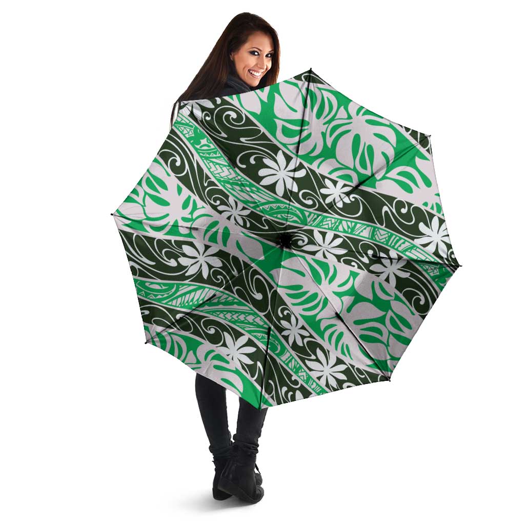 Matie Tahiti Tiare Monstera Umbrella Polynesian Pattern Curve Style - Polynesian Pride