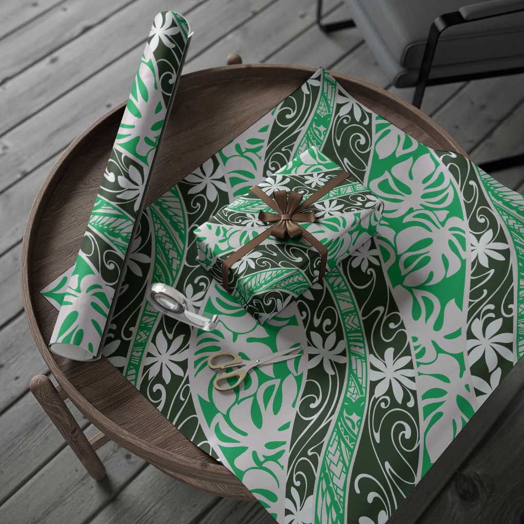 Matie Tahiti Tiare Monstera Wrapping Paper Polynesian Pattern Curve Style - Polynesian Pride