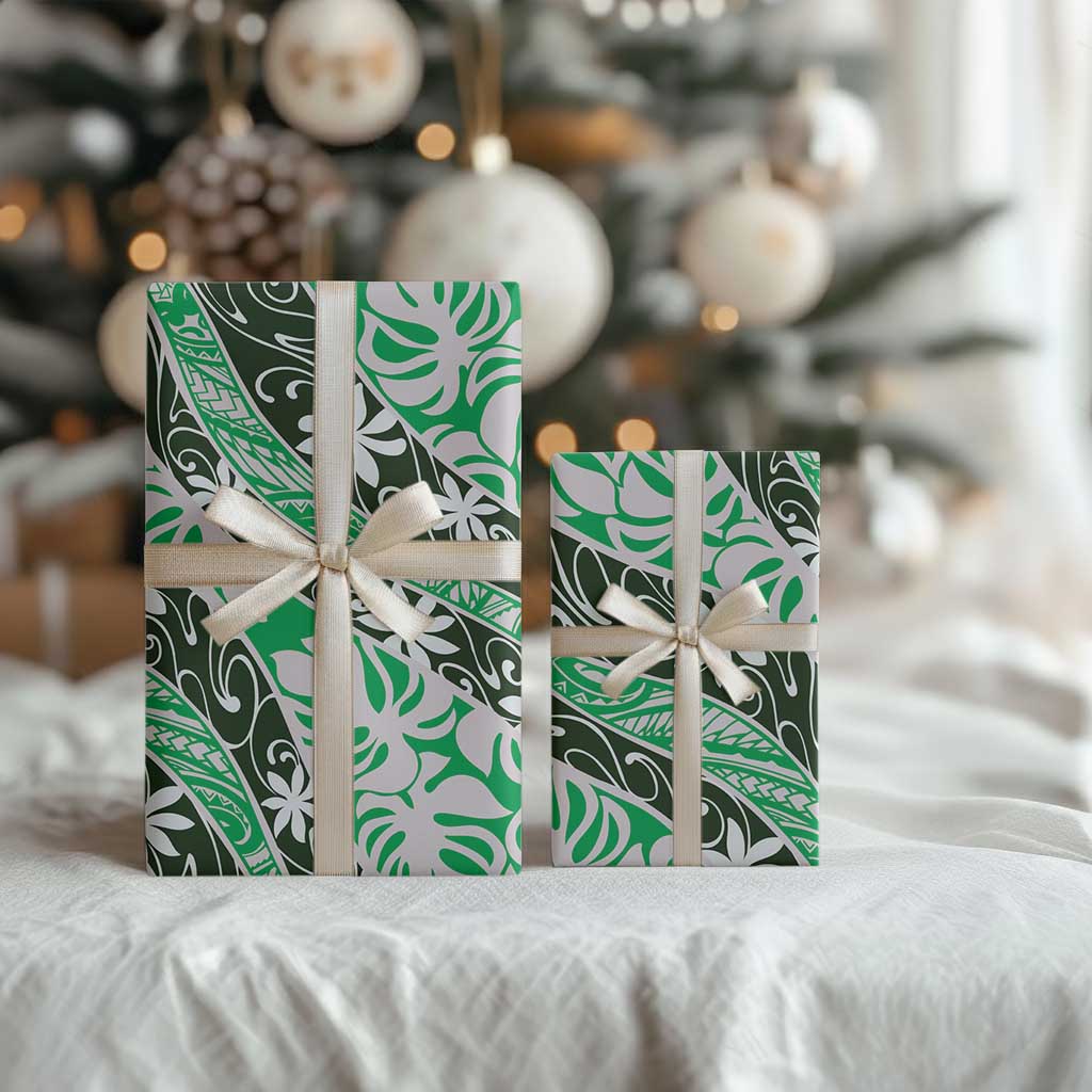 Matie Tahiti Tiare Monstera Wrapping Paper Polynesian Pattern Curve Style - Polynesian Pride